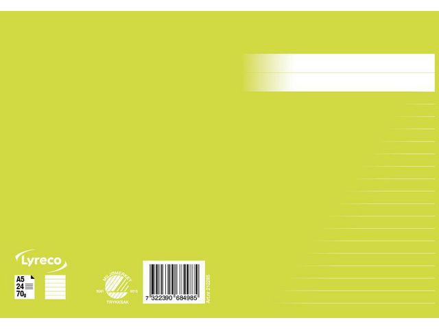 Skrivhäfte A5 linjerat 8,5mm ljusgrön